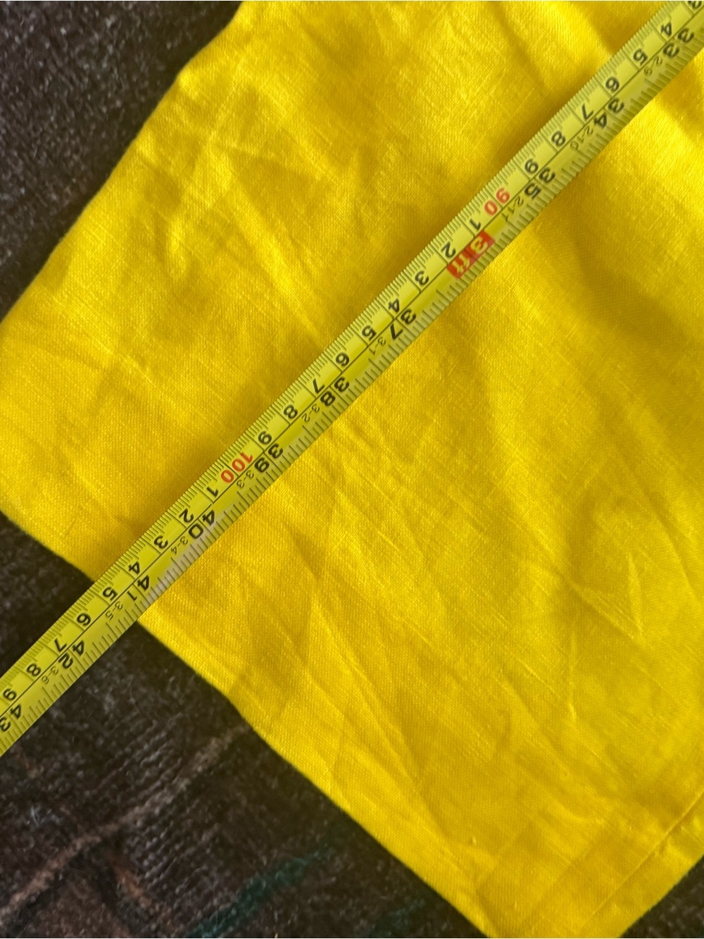 Yellow Linen Pleated Pants - Picture 8 of 9